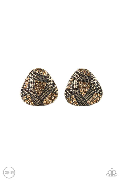 Gorgeously Galleria - Brass Clip-On Earring Paparazzi