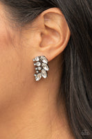 Flawless Fronds - White Earrings Paparazzi