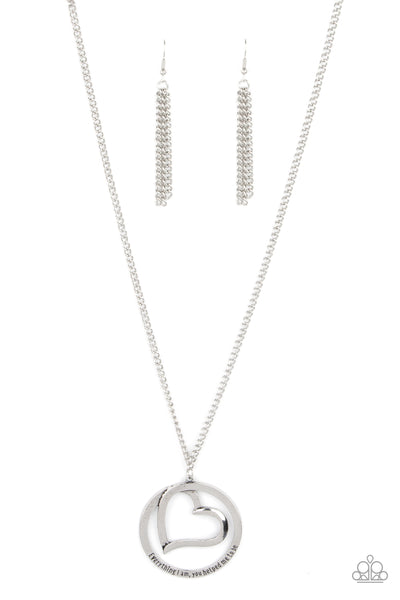 Positively Perfect - Silver Heart Necklace Paparazzi (#856)