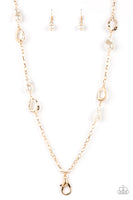 Rustic Refinery - Gold Pearl Lanyard Necklace