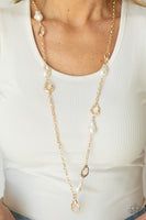 Rustic Refinery - Gold Pearl Lanyard Necklace