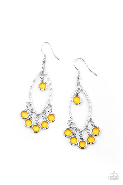 Glassy Grotto - Yellow Earrings Paparazzi