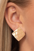 PLAID and Simple - Gold Clip Earrings Paparazzi