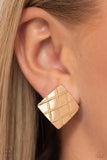 PLAID and Simple - Gold Clip Earrings Paparazzi