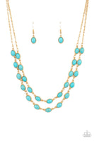 Sahara Safari - Blue Turquoise Necklace Paparazzi