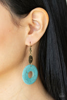 Earthy Epicenter - Brass & Turquoise Earrings Paparazzi