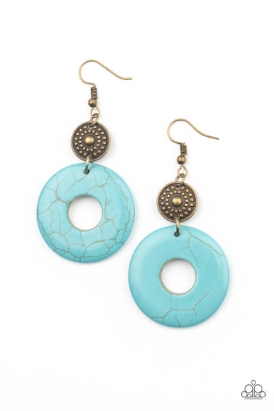 Earthy Epicenter - Brass & Turquoise Earrings Paparazzi