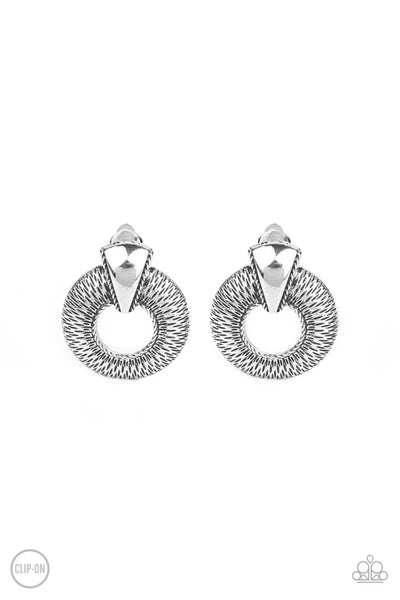 Industrial Innovator - Silver Clip On Earrings Paparazzi