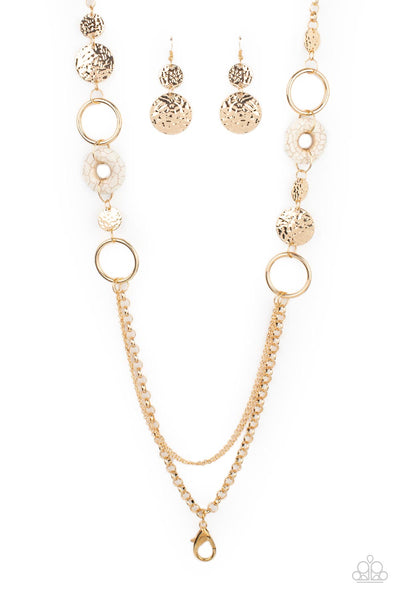 Grounded Glamour - Gold Lanyard Necklace Paparazzi