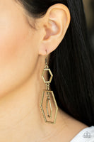 Geometric Maven - Brass Earrings Paparazzi