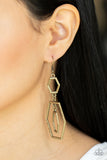 Geometric Maven - Brass Earrings Paparazzi