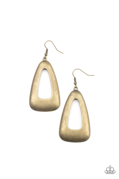 Irresistibly Industrial - Brass Earrings Paparazzi