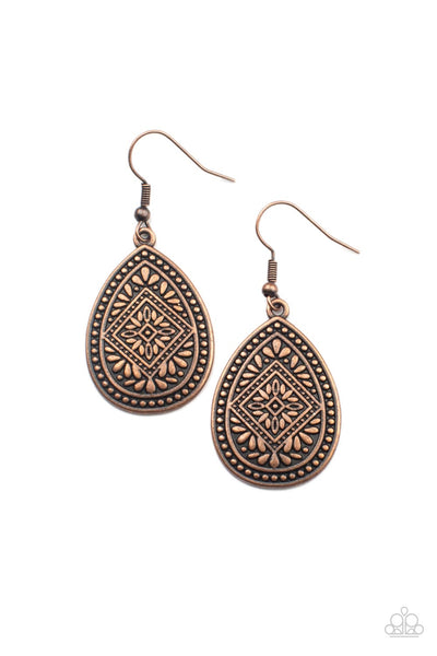 Mayan Mecca - Copper Earrings Paparazzi