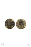 Shielded Shimmer - Brass Earrings Paparazzi