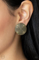 Shielded Shimmer - Brass Earrings Paparazzi