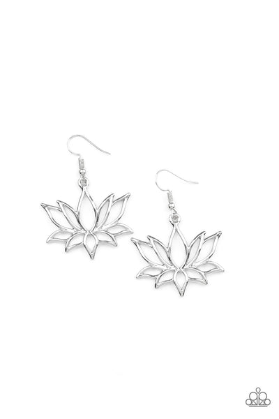 Lotus Ponds - Silver Earrings Paparazzi