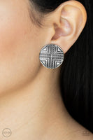 Shielded Shimmer - Silver Clip  On Earrings Paparazzi