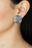 Shielded Shimmer - Silver Clip  On Earrings Paparazzi