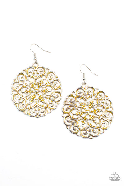 MANDALA Effect - Yellow Earrings Paparazzi