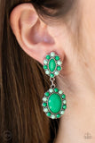Positively Pampered - Green Clip On Earrings Paparazzi