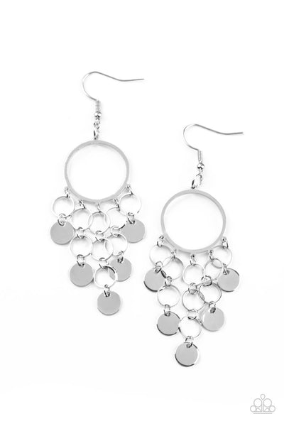 Cyber Chime - Silver Earrings Paparazzi