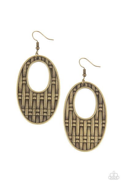 Engraved Edge - Brass Earrings Paparazzi