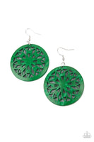 Ocean Canopy - Green Wooden Earrings Paparazzi