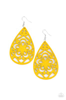 Marine Eden - Yellow Wooden Earrings Paparazzi