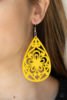 Marine Eden - Yellow Wooden Earrings Paparazzi