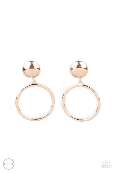 Classic Candescence - Rose Gold Clip On Earrings Paparazzi