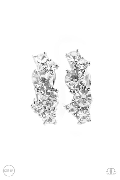 Cosmic Celebration - White Clip On Earrings Paparazzi