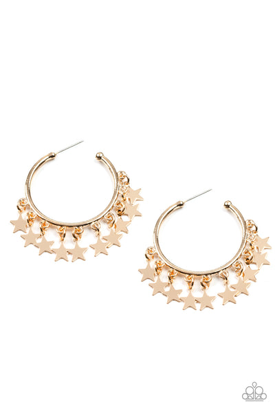 Happy Independence Day - Gold Hoop Earrings Paparazzi