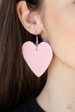 Country Crush - Pink Faux Leather Heart Earrings Paparazzi