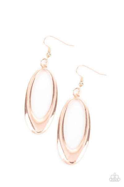 OVAL The Hill - Rose Gold Earrings Paparazzi