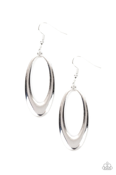 OVAL The Hill - Silver Earrings Paparazzi