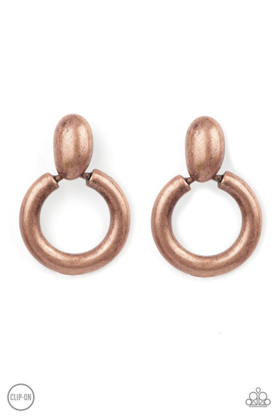 Ancient Artisan - Copper Clip On Earrings Paparazzi