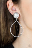 Fairytale Finish - White Clip-on Earrings Paparazzi