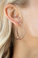 Rustic Curves - Rose Gold Earrings Paparazzi