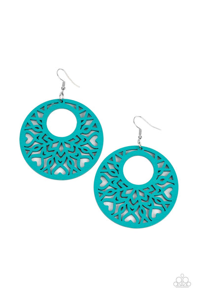 Tropical Reef - Blue Wooden Earrings Paparazzi