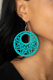 Tropical Reef - Blue Wooden Earrings Paparazzi