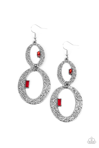 OVAL and OVAL Again - Red Earrings Paparazzi Incoming