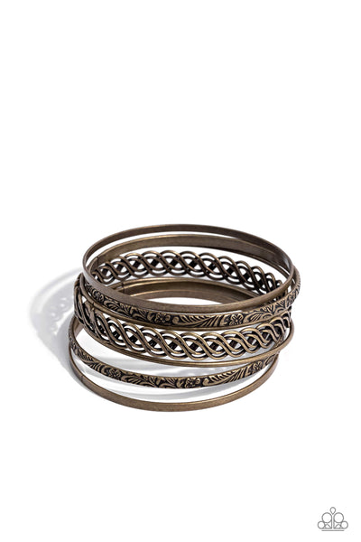 Stockpiled Shimmer - Brass Bracelets Paparazzi