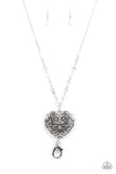 Doting Devotion - White Heart Necklace Lanyard Paparazzi