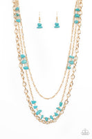 Artisanal Abundance - Gold & Turquoise Necklace Paparazzi