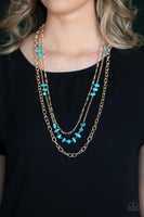 Artisanal Abundance - Gold & Turquoise Necklace Paparazzi