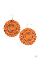 Island Sun - Orange Wooden Earrings Paparazzi