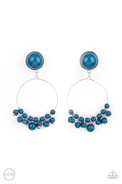 Cabaret Charm - Blue Clip-On Earrings Paparazzi