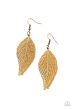 Leafy Luxury - Brass Leaf Earrings Paparazzi