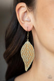 Leafy Luxury - Brass Leaf Earrings Paparazzi