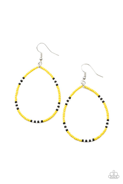 Keep Up The Good BEADWORK - Yellow Earrings Paparazzi